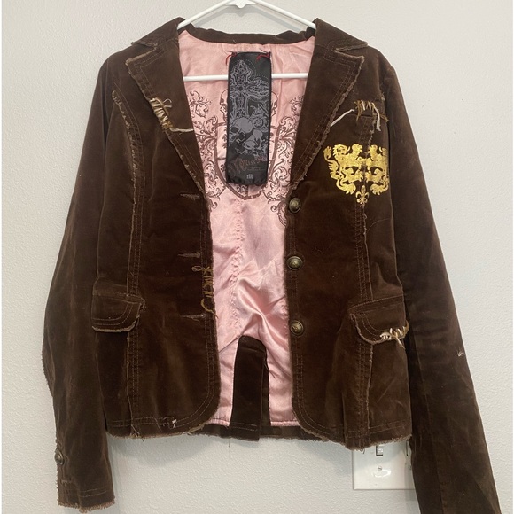 Miss Me Jackets & Blazers - Miss Me Gold Collection brown Velvet Jacket Blazer size medium